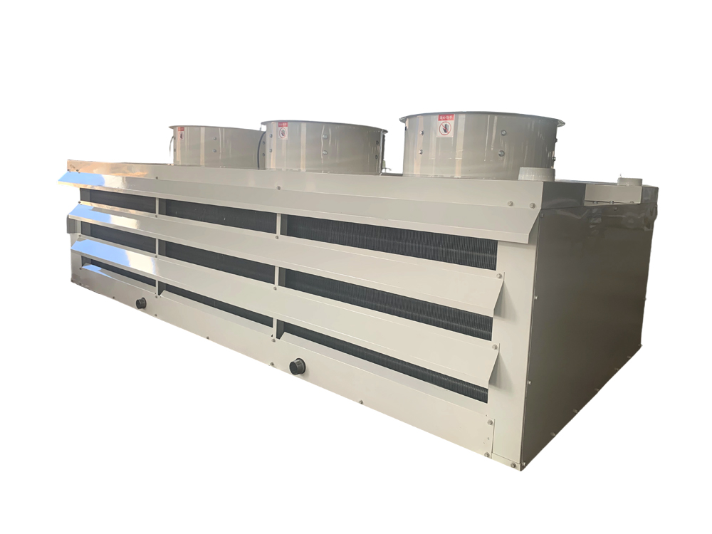 Water defrost floor-standing high-discharge duct air cooler