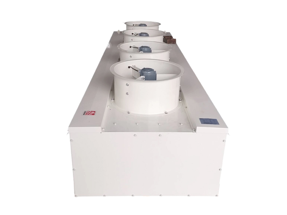 Dual-side inlet and bottom-discharge high-duct air cooler