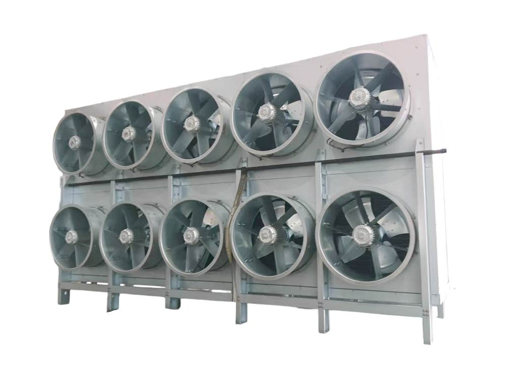 Floor-standing side-discharge stainless steel air cooler (two rows, 12 ducts)